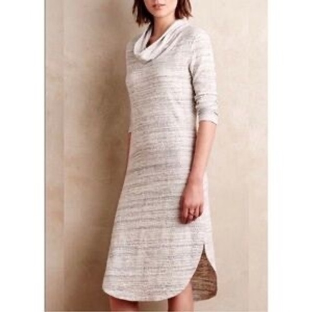 Anthropologie Saturday Sunday Gray Textured Cowl Neck Midi Dress Size Medium